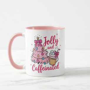Caneca Jolly & Caffeinated Café Natal Retro Fashion 