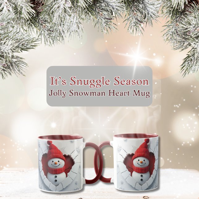 Caneca Jolly Snowman Heart Mug (Snowman Christmas Mug)