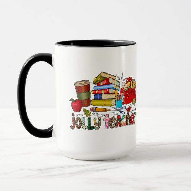 Caneca Jolly Teacher Christmas Personalised Mug (Esquerda)