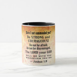 Caneca Joshua 1:9 Seja Forte e Corajosa, Bíblia Versa