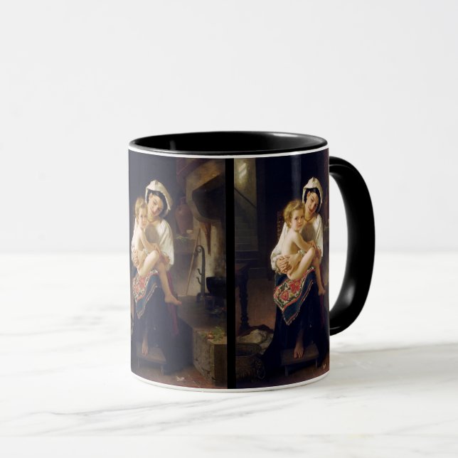 Caneca Jovem Mãe Olhando Para A Criança (Frente Esquerda)