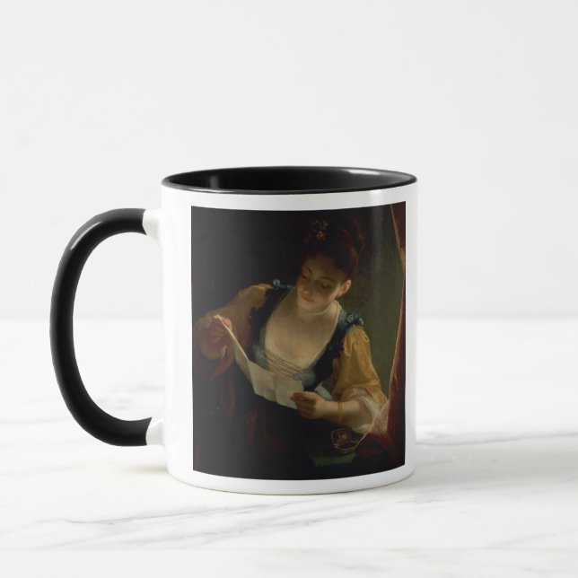 Caneca Jovem mulher que lê uma letra (óleo em canvas) (Esquerda)