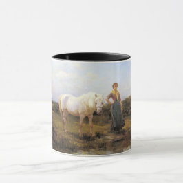 Caneca Jovem Rural Levando Cavalo à Água