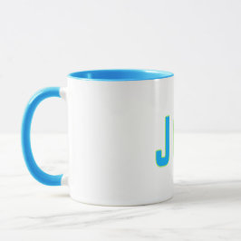 Caneca JOY Bold Blue & Lime Green Geometric Mug