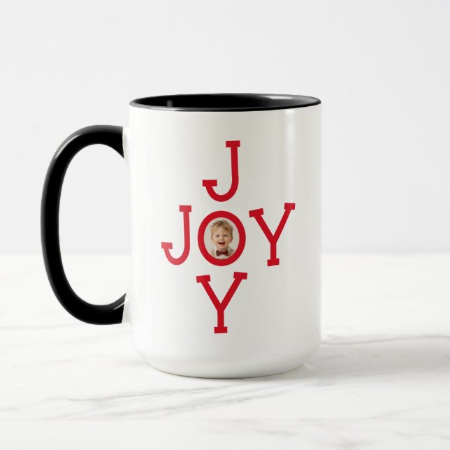Caneca Joy Cute Minimal Christmas Add Your Own Photo (Esquerda)