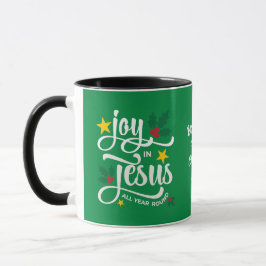 Caneca Joy in Jesus Christian Christmas Family Name 