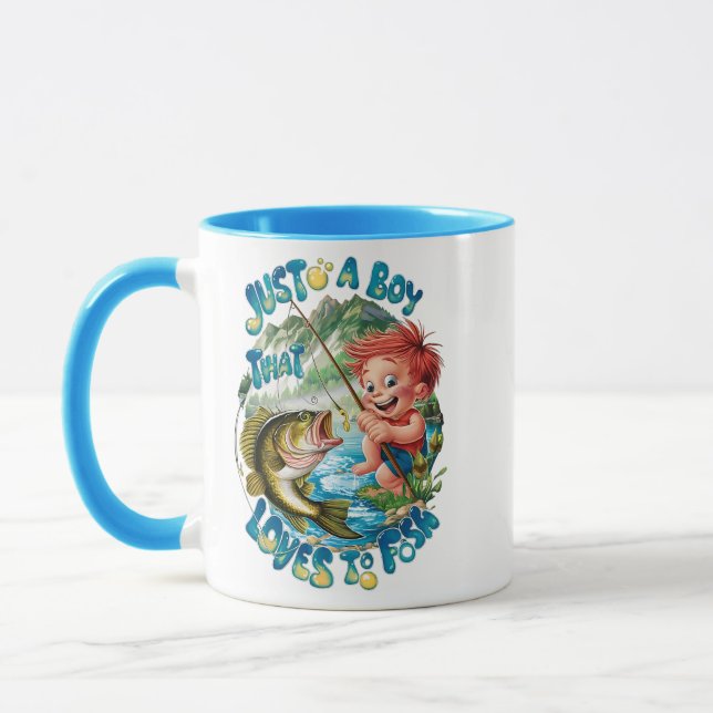 Caneca Joyful Boy Reeling em um Capturão (Esquerda)