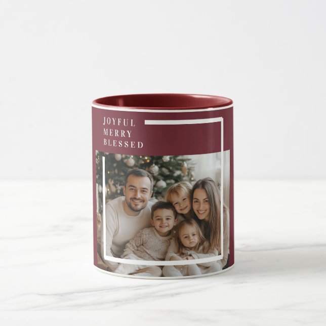 Caneca Joyful Merry Blessed Christmas Photo Custom  (Centro)