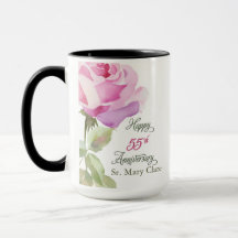 Jubileu de 55 Anos Personalizado Freira Rosa Rosa 