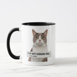 Caneca Judging Cat Sarcastic Quote Minimal Art