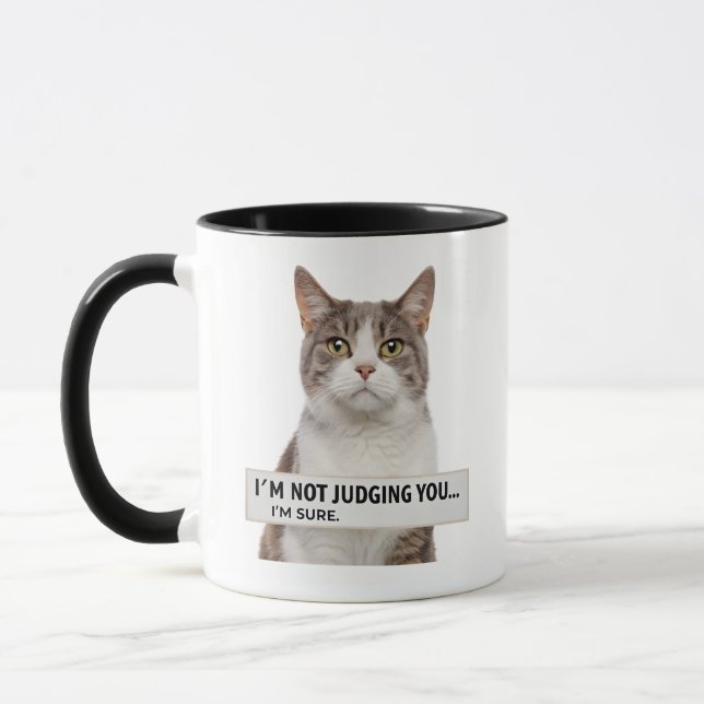 Caneca Judging Cat Sarcastic Quote Minimal Art (Esquerda)