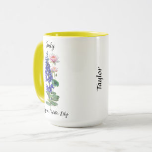 Caneca Julho Birth Flower Larkspur e Water Lily