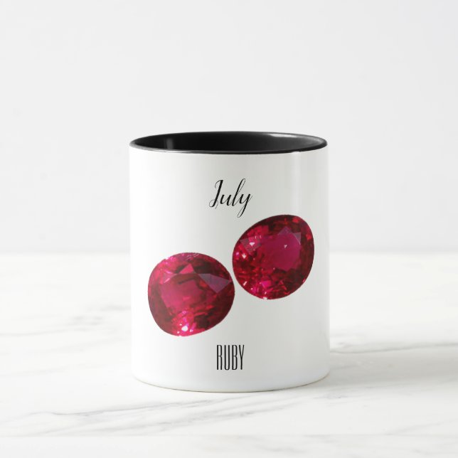 Caneca Julho Birthstone Ruby Gemstone Art (Centro)