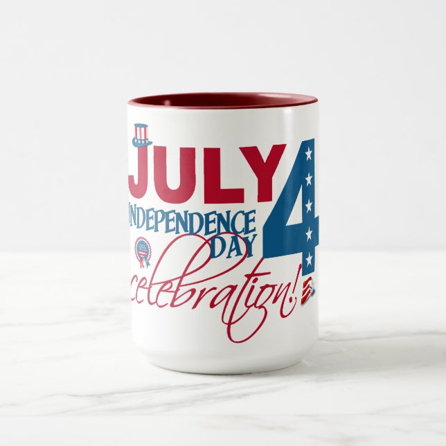 Caneca JULY 4 Celebração - escolha estilo e cor (Centro)