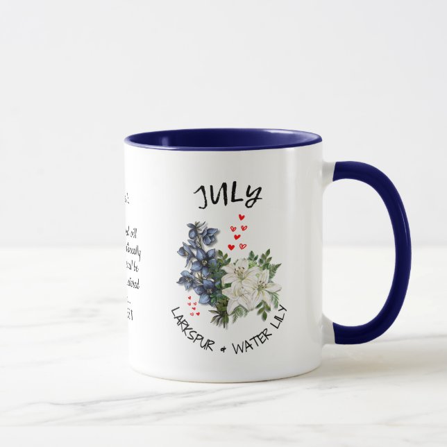 Caneca JULY Birth Mês Flor Nome Personalizado Christian (Direita)