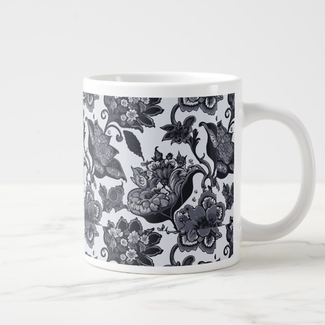 Caneca jumbo com padrão floral preto (Direita)