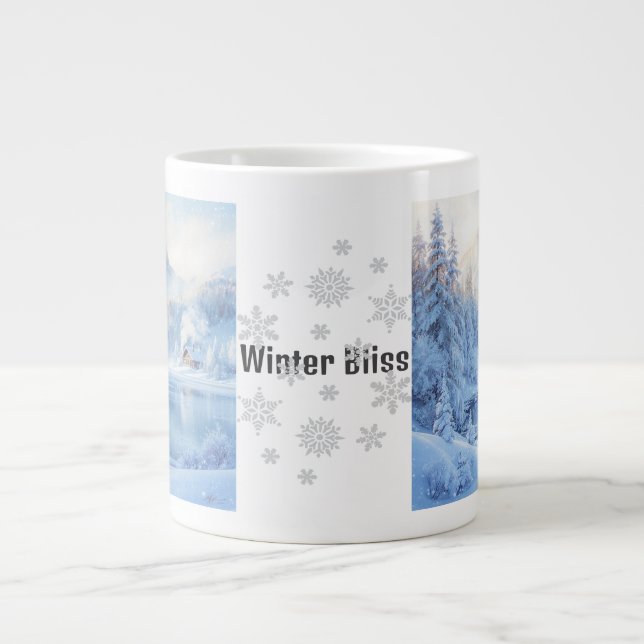 Caneca Jumbo de Inverno - Paisagem de Neve Cozy .. (Frente)