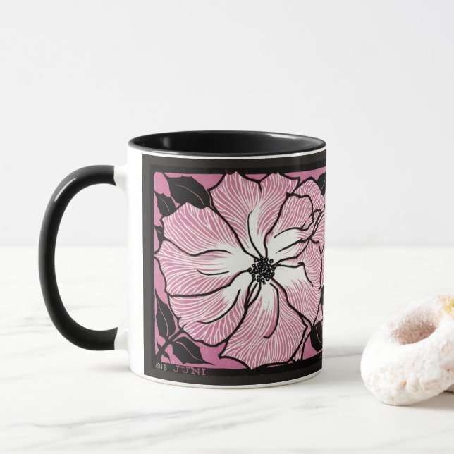 Caneca June Rosa Art Nouveau Mug (Com Donut)