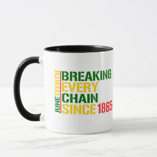 Caneca JUNETEENTH Rompendo Cada Corrente 1985 MÊS PRETO