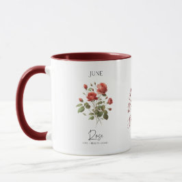 Caneca Junho Nascimento Mês Rosa vermelha Flor Presente