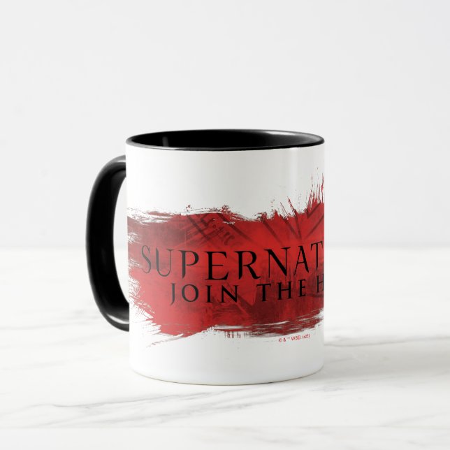 Caneca "Junte-se à Caça" - Lixo Vermelho sobrenatural (Frente Esquerda)