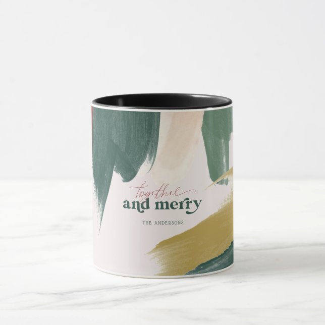 Caneca Juntos & Alegres | Natal com Monograma Moderno (Centro)