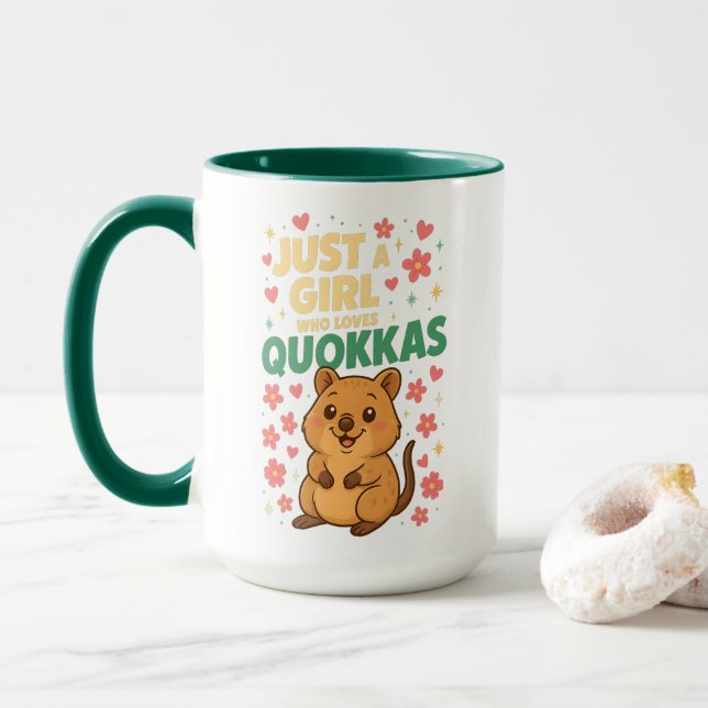 Caneca Just a Girl Who Loves Quokkas  Cute Smiling Quokka (Com Donut)