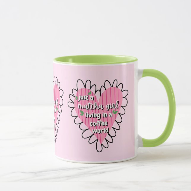 Caneca Just a Matcha Girl Heart Aesthetic – Pink Cute  (Direita)