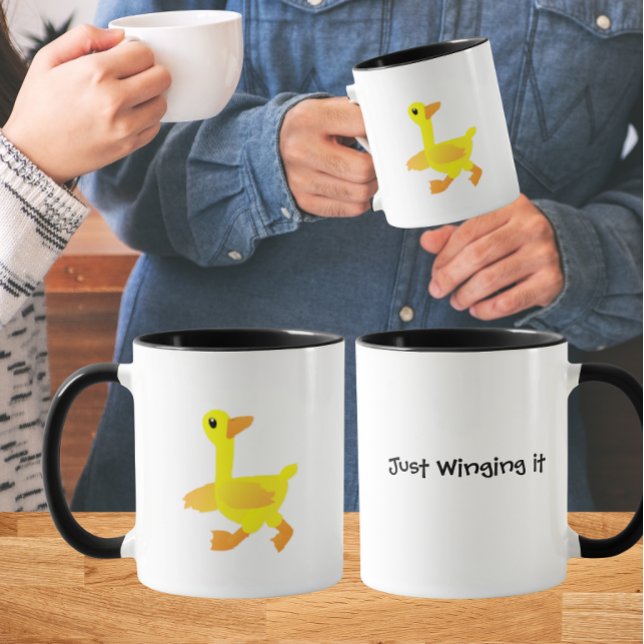Caneca Just winging it Duck Humor (Criador carregado)