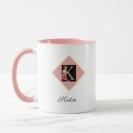 Caneca "K" de Rosas Antigas Personalizadas