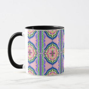 Caneca Kaleidoscópio Florido Vibrante: Mandala Rosa e Esm
