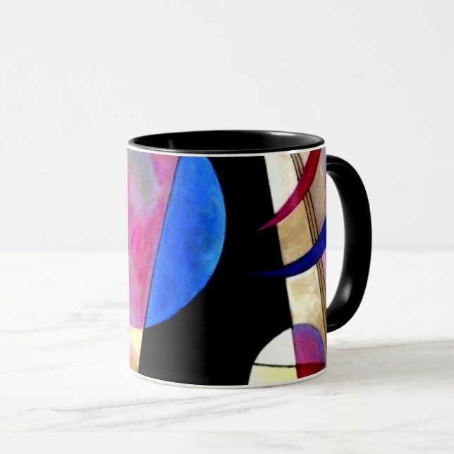 Caneca Kandinsky - Cubismo Abstrato com Pinks e Blues (Frente Esquerda)