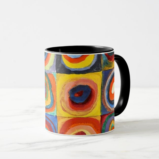 Caneca Kandinsky - Quadrados com Círculos Concentrados (Frente Esquerda)