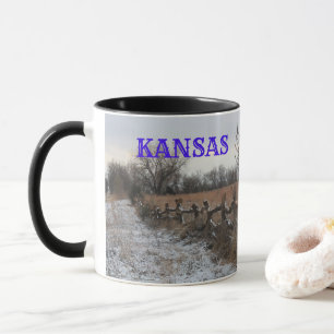 Caneca Kansas Snowy Fence Landscape Coffee Mug