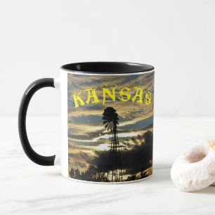 Caneca Kansas Sunset com Windmill Coffee Mug