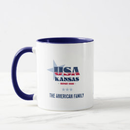 Caneca Kansas USA 1861 Blue Star Personalised Mug