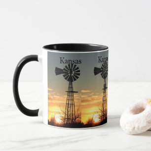 Caneca Kansas Windmill Sunset