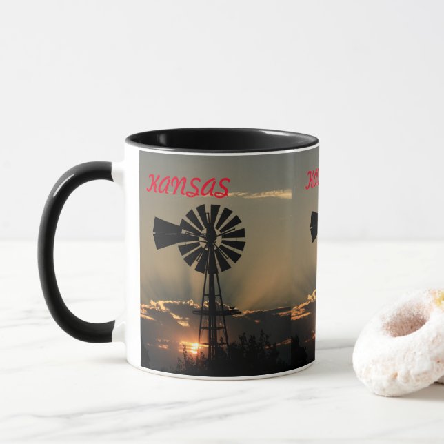 Caneca Kansas Windmill Sunset Mug (Com Donut)