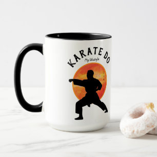 Caneca Karate Figure Personalizada Moderna Tendência Pret