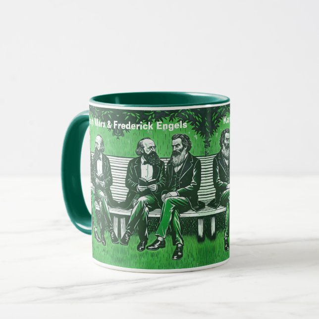 Caneca Karl Marx e Fredrich Engels o manifesto Mug (Frente Esquerda)