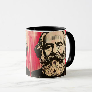 Caneca Karl Marx in BAUHAUS optical illusion style