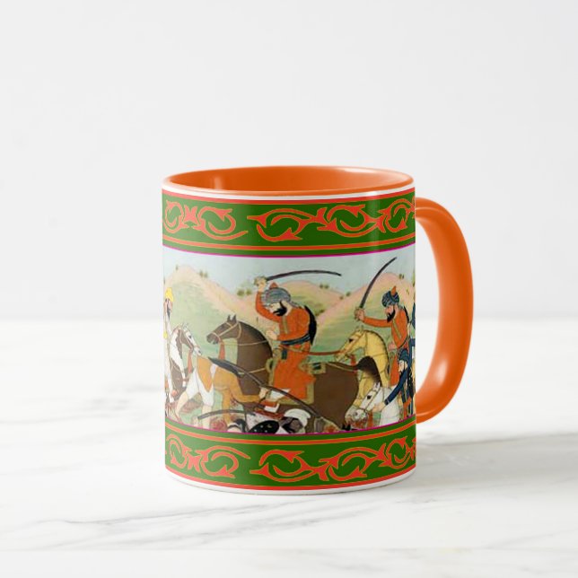 Caneca Kaur - arte histórica #2 do sikh - laranja (Frente Esquerda)