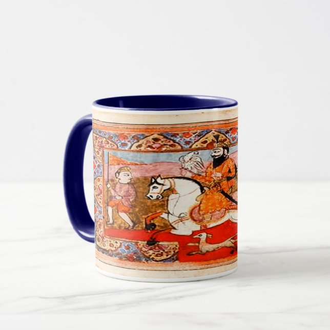 Caneca Kaur - arte histórica #4 do sikh - DK azul (Frente Esquerda)