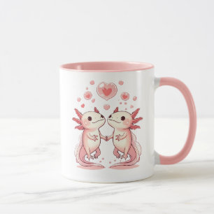Caneca Kawaii Axolotl Amor: Criaturas Aquáticas Bonitas