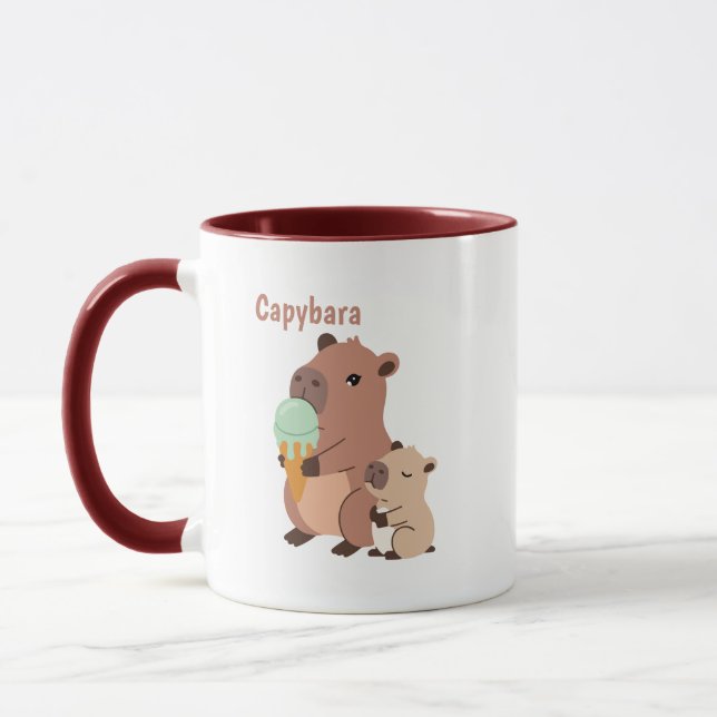Caneca Kawaii Capybara Coffee Cup, Funny Animal Gift, Aes (Esquerda)
