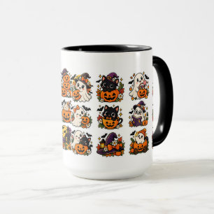 Caneca Kawaii de Fantasmas e Abóboras de Halloween