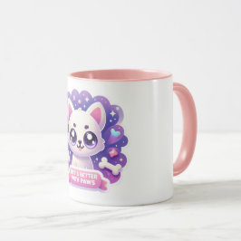 Caneca Kawaii Dog Mug Life's better with Paws Cute Puppy