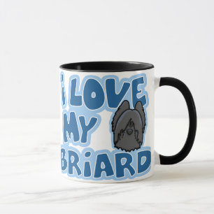 Caneca Kawaii eu amo meu Briard (o preto)