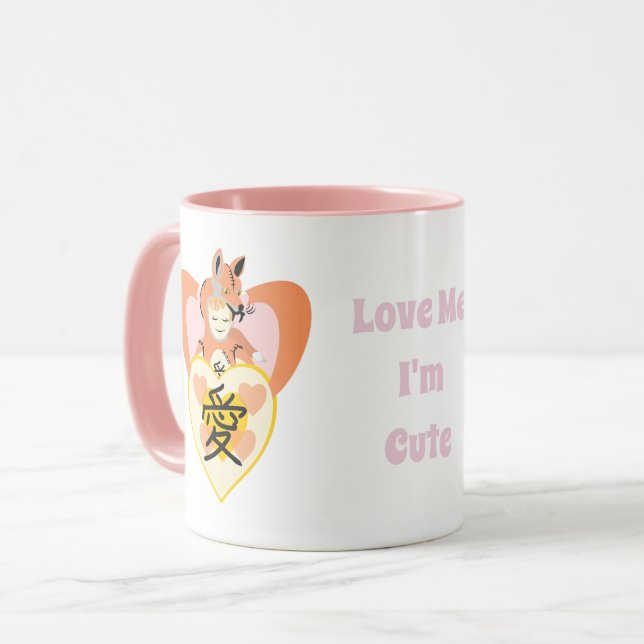 Caneca Kawaii Foxy Cosplay Love Heart (Frente Esquerda)