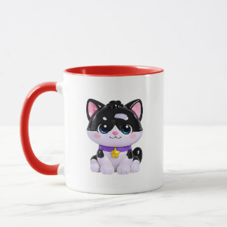 Caneca Kawaii Gatinho Preto Branco Fofo